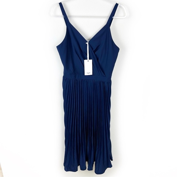 NWT Grace Karin sleeveless pleated midi flowy navy dress size: L - Picture 1 of 11